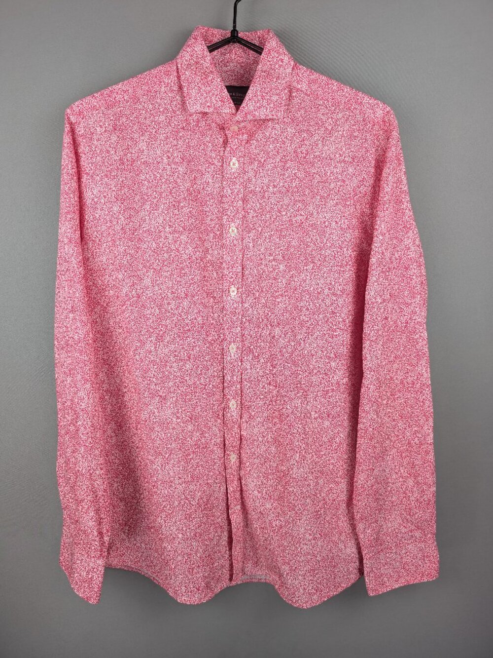 Bruun Stengade Modern Fit Mens 15.5 Pink Floral L/S Button Down Copenhagen